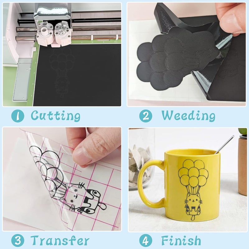 Huaxing Matte Black Permanent Vinyl (30 Pack; 12” x 12”) Permanent Vinyl Bundle for Silhouette, Cameo Cutters, Signs, Scrapbooking, Craft Die Cutters - Image 4